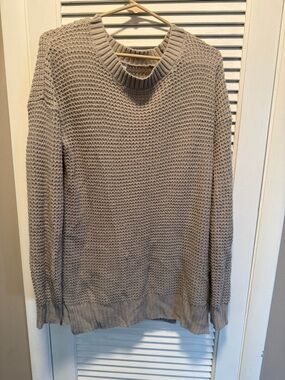 Zenana Outfitters Taupe Crewneck Knit Sweater